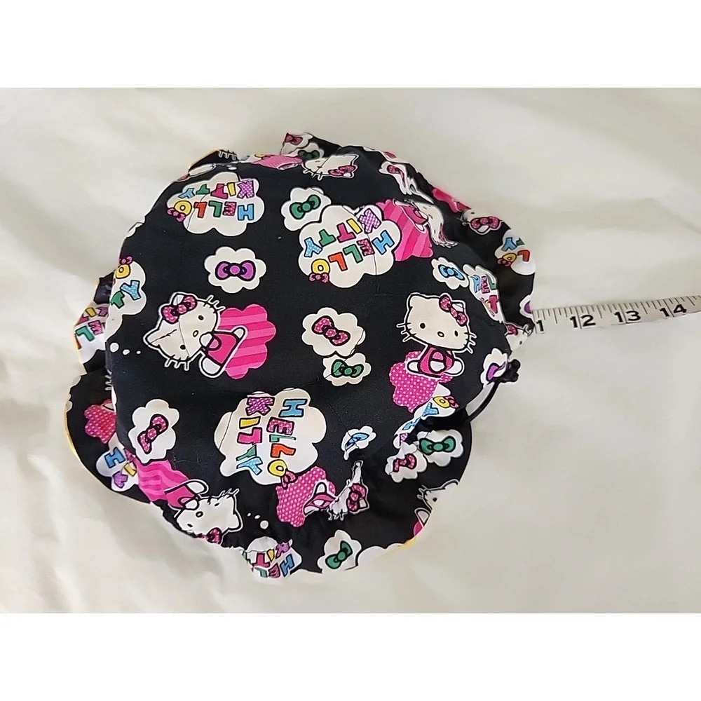 Hello Kitty Travel‎ Jewelry Bag 8-Pockets Organizer Black/Gold Satin Kitty Print